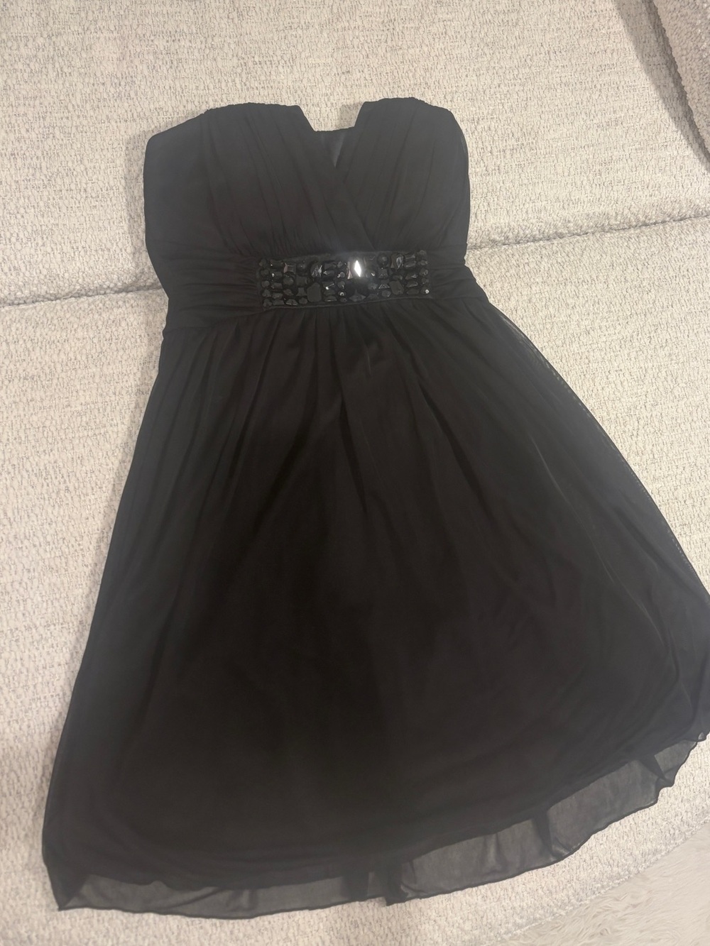 Trixxi Black Strapless Cocktail Dress with Beaded Waistband